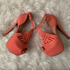 High heels coral color. Never worn